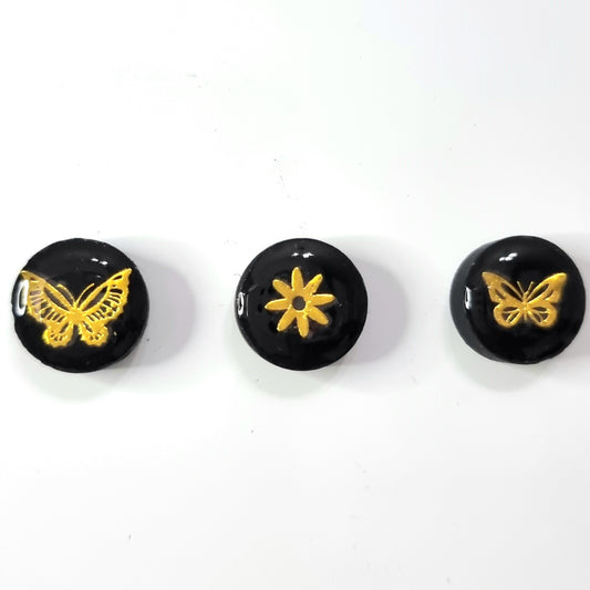 Set of 3 magnets- gold butterflies
