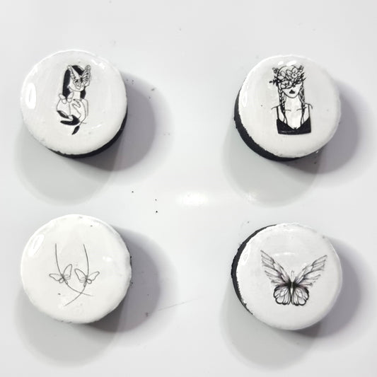 Set of 4 magnets- black on white
