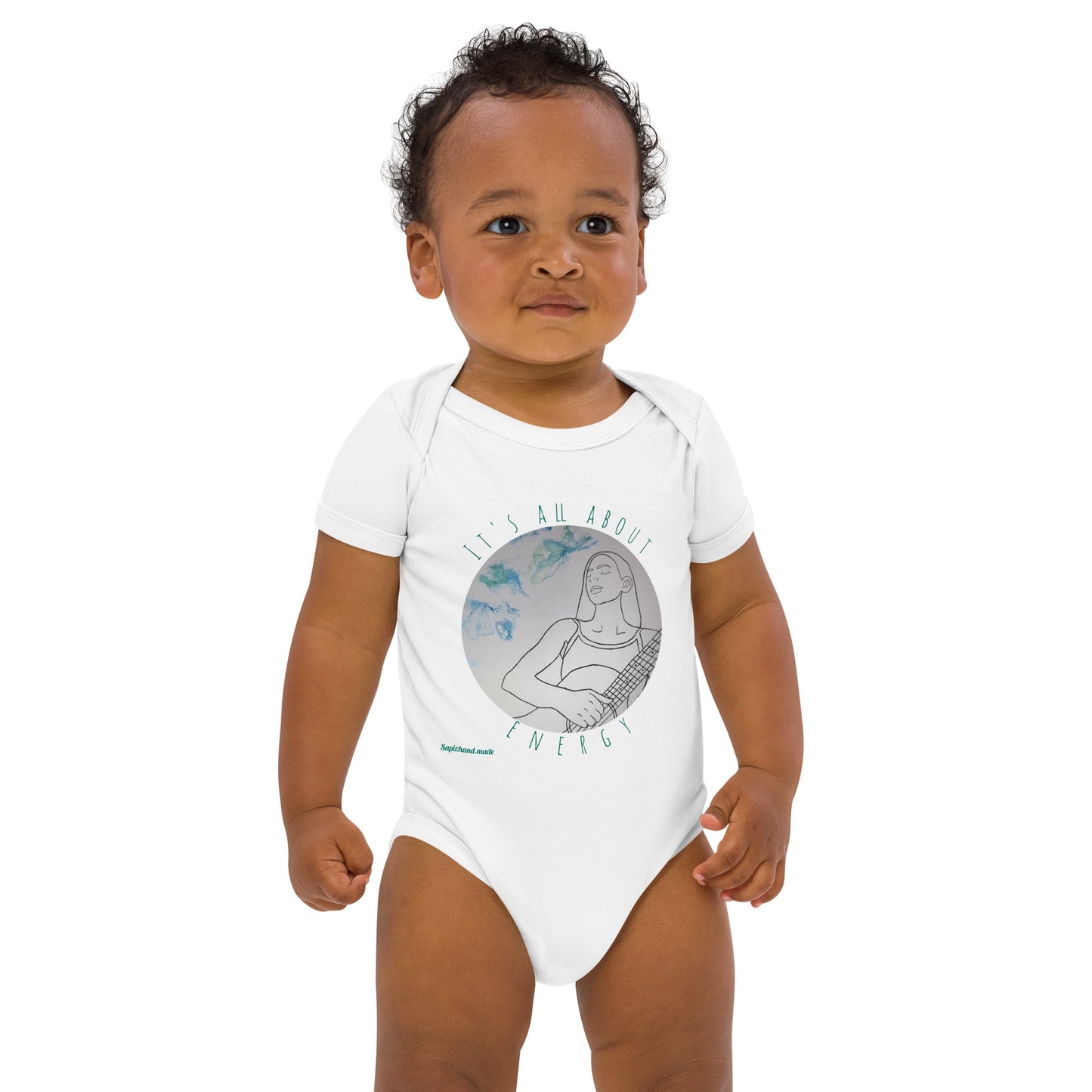 Logo on baby bodysuit